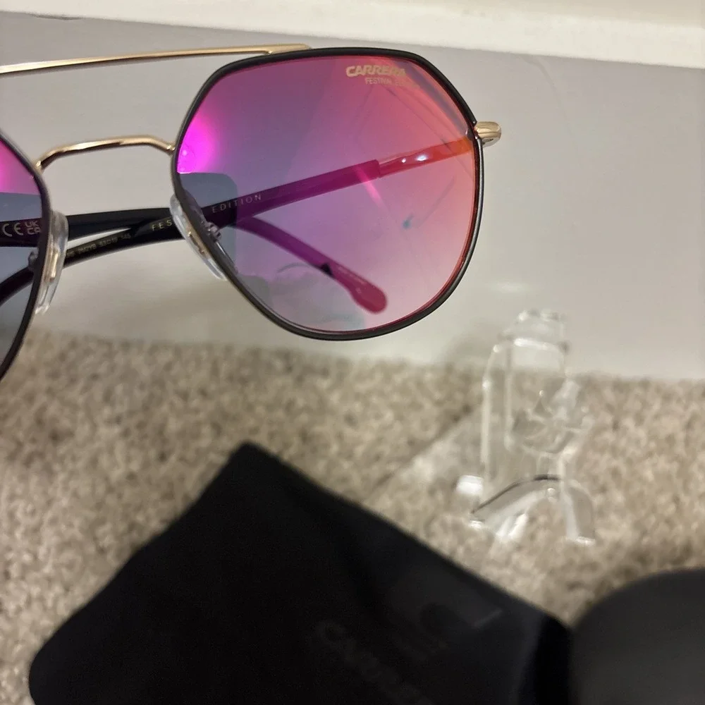 New Carrera 303/S Festival Edition Sunglasses Gold Blue Red $148 Unisex Aviator